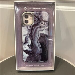 Tech Rebellion iPhone 11/XR Protective Case - Gray/White Marble Design